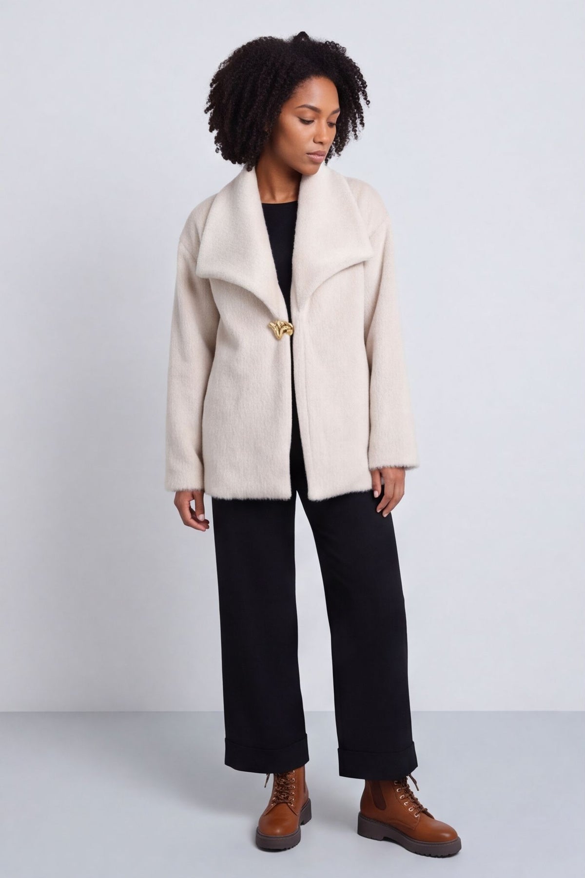 Christine Fluffy Jacket Stone – image 1 of 5