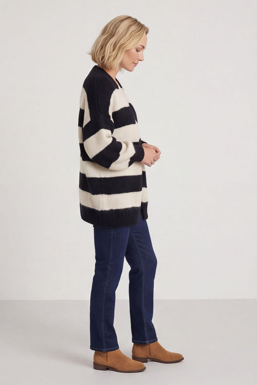 Kennedy Stripe Knitted Cardigan Navy – image 1 of 6