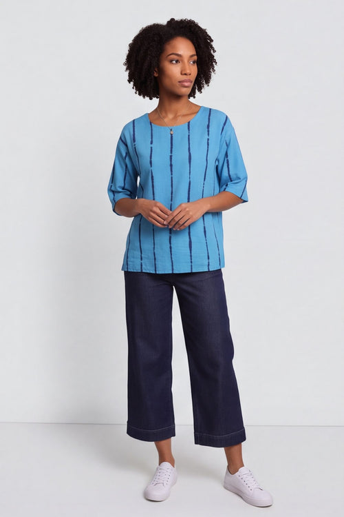 Kalia Stripe Linen Top Kingfisher – image 1 of 6
