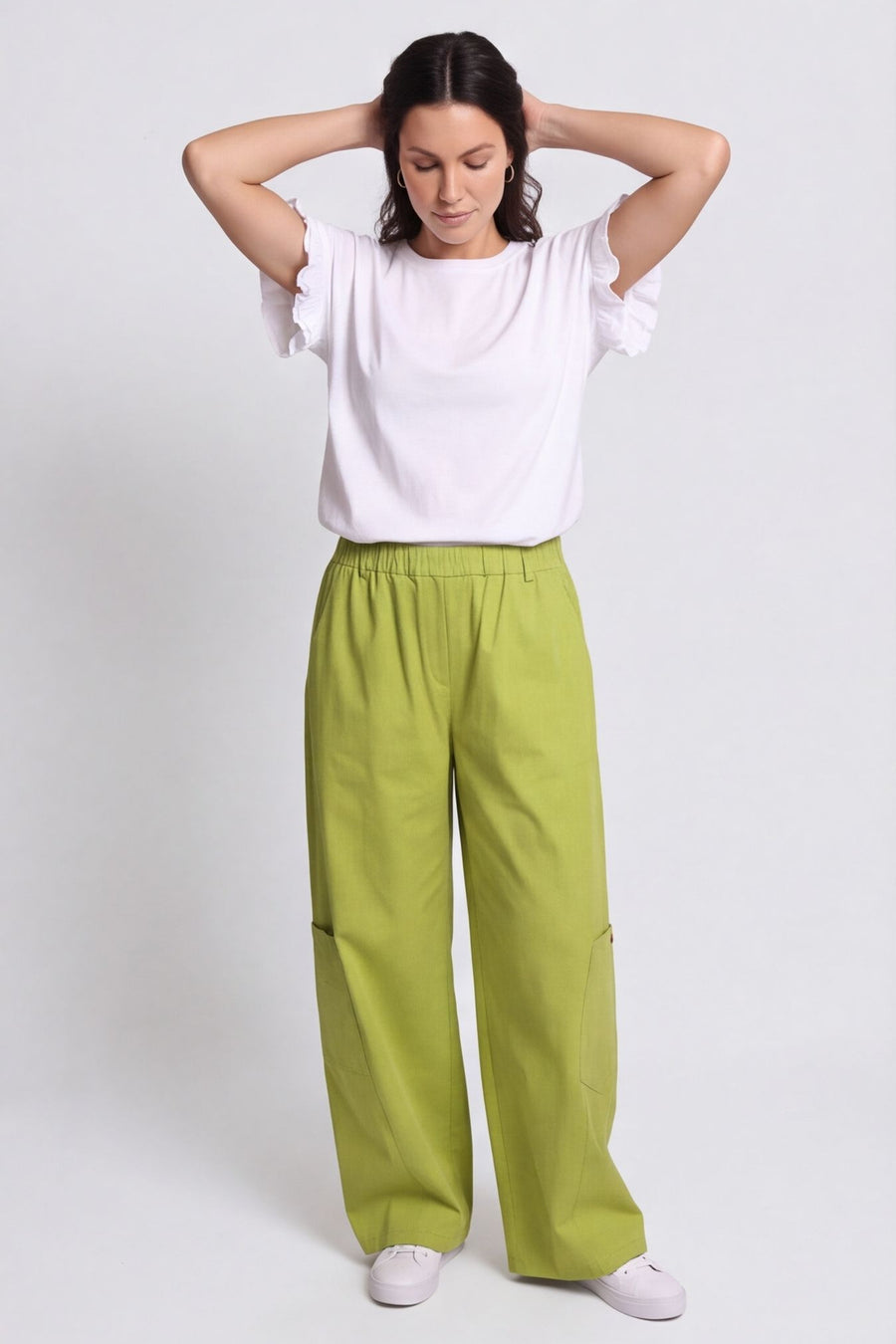 Blair Button Pocket Cotton Trousers Green – image 1 of 4