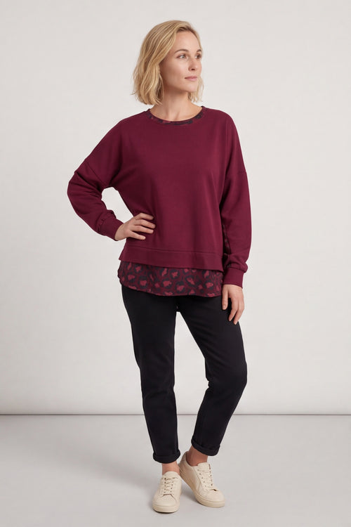 Nicky Leopard Print Cotton Top Burgundy – image 1 of 5