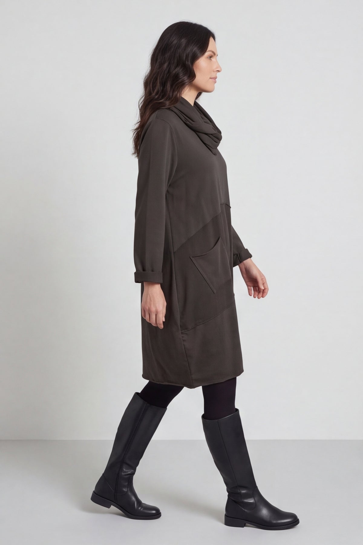 Rizo Snood Cotton Dress Cocoa – image 1 of 6