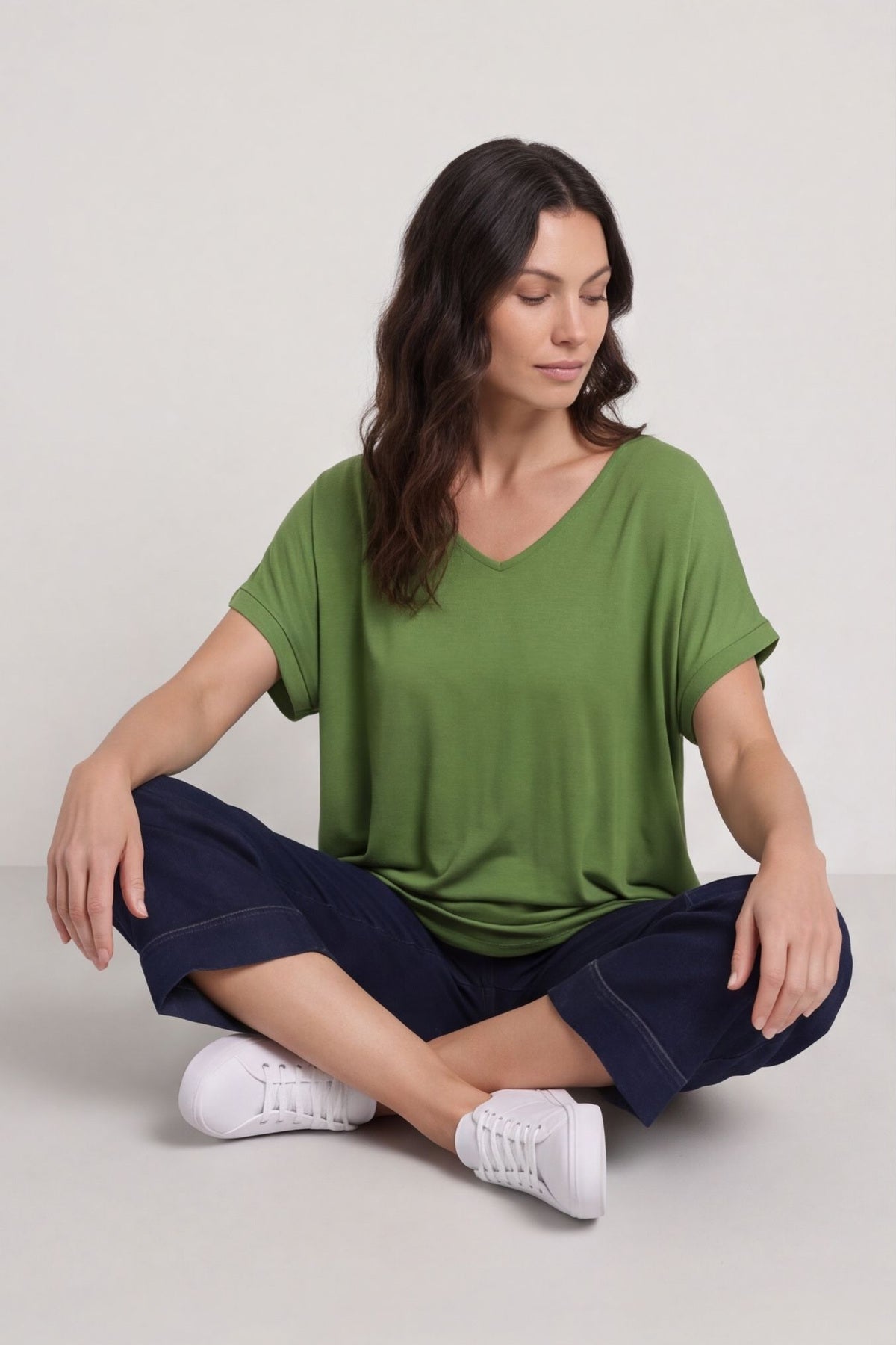 Porthcurno Tie Back Cotton Top Green – image 1 of 6