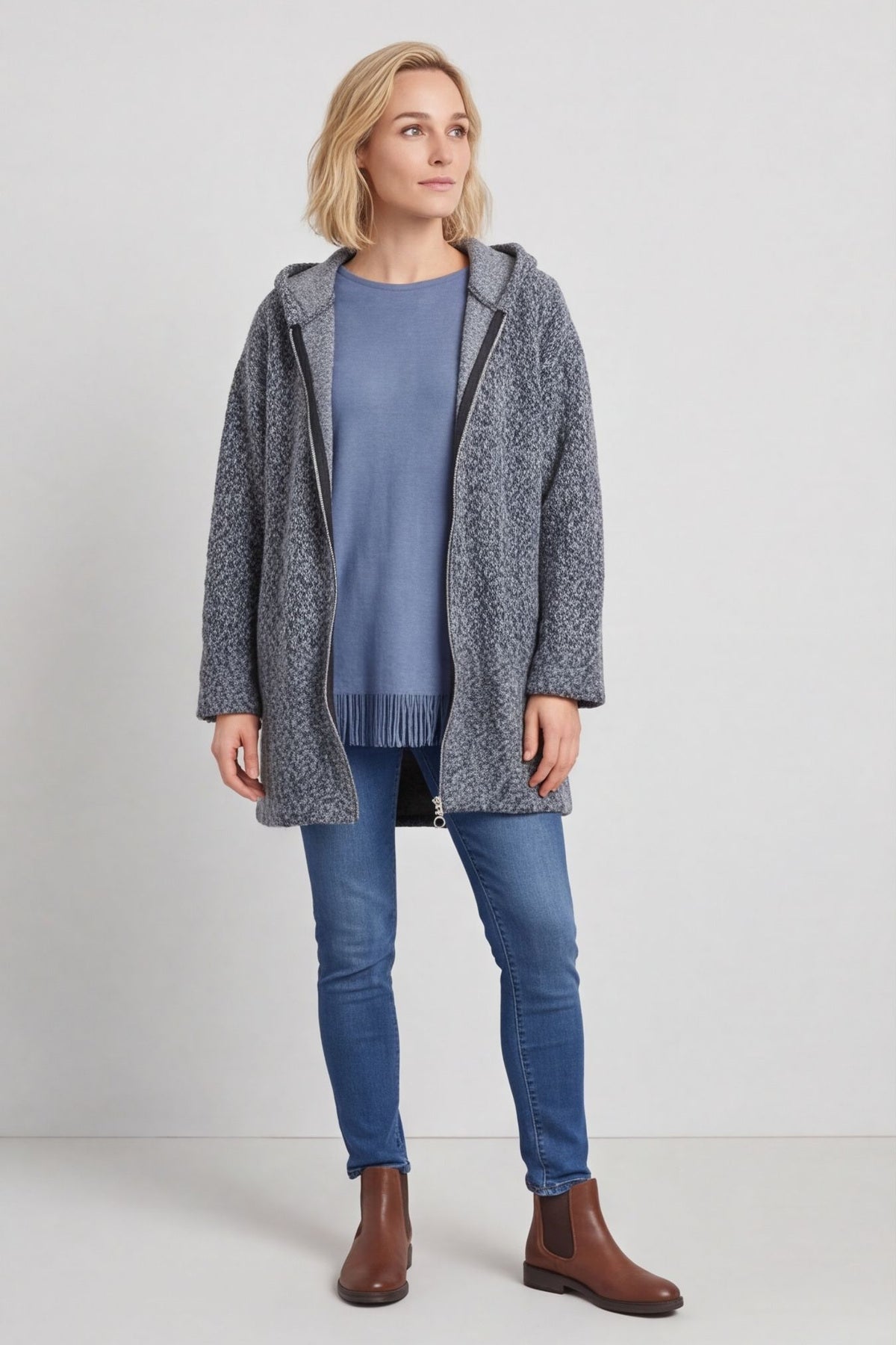 Sheila Zip Hooded Jacket Grey – image 1 of 6