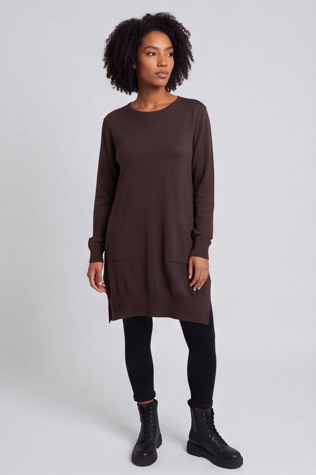 Elisa Pocket Knitted Tunic Cocoa – image 1 of 6