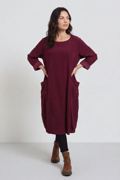 Liora Needlecord Dress Burgundy – image 1 of 5