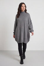 Bridie Polo Neck Knitted Tunic Grey Grey - Bridie Polo Neck Knitted Tunic Grey – image 1 of 6