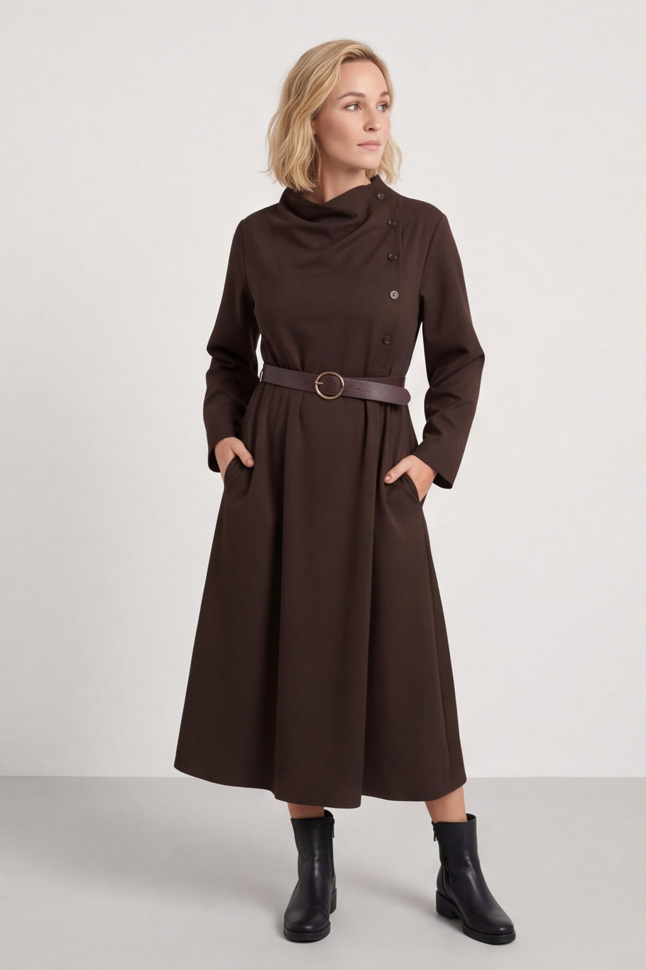 Eudora Belted Dress Cocoa – image 1 of 6