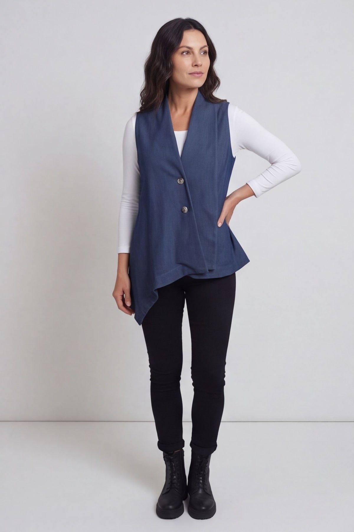 Venera Denim Waistcoat Dark Denim – image 1 of 5