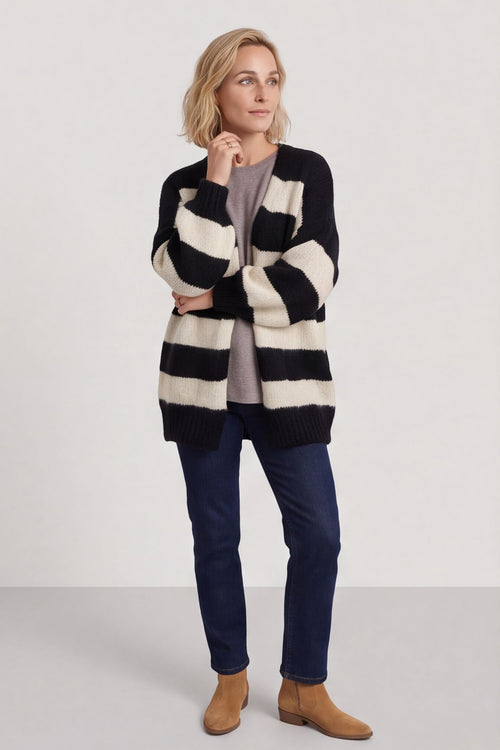 Kennedy Stripe Knitted Cardigan Black – image 1 of 6