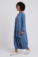 Sharon Pocket Cotton Dress Blue Blue - Sharon Pocket Cotton Dress Blue – image 1 of 5