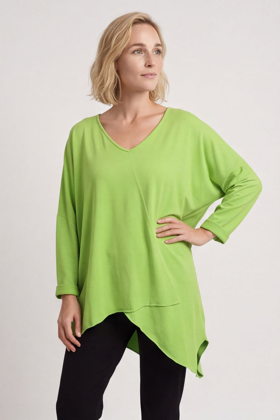 Jodie Dip Side Cotton Top Lime – image 1 of 6