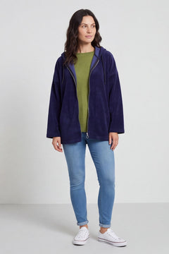Verys Cord Zip Hooded Jacket Navy – image 1 of 5