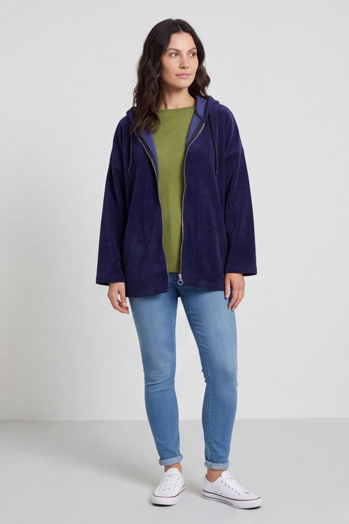 Verys Cord Zip Hooded Jacket Navy – image 1 of 5