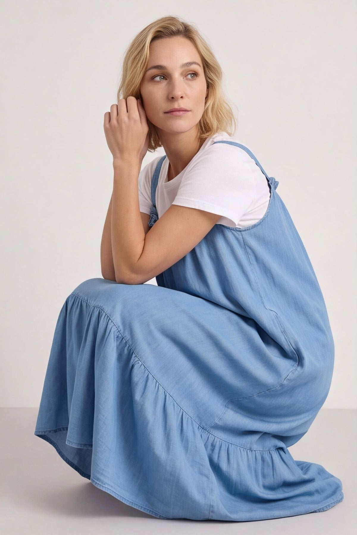 Zennor Denim Strap Dress Mid Denim – image 1 of 3