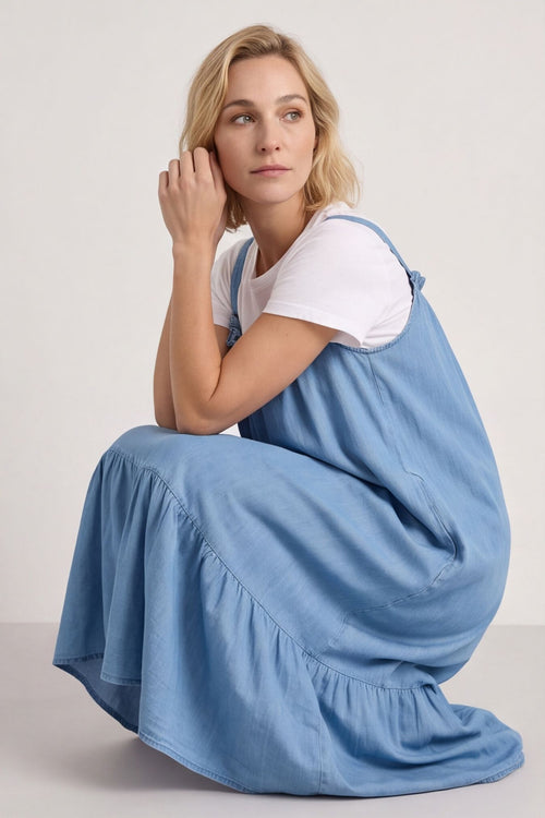 Zennor Denim Strap Dress Mid Denim – image 1 of 3