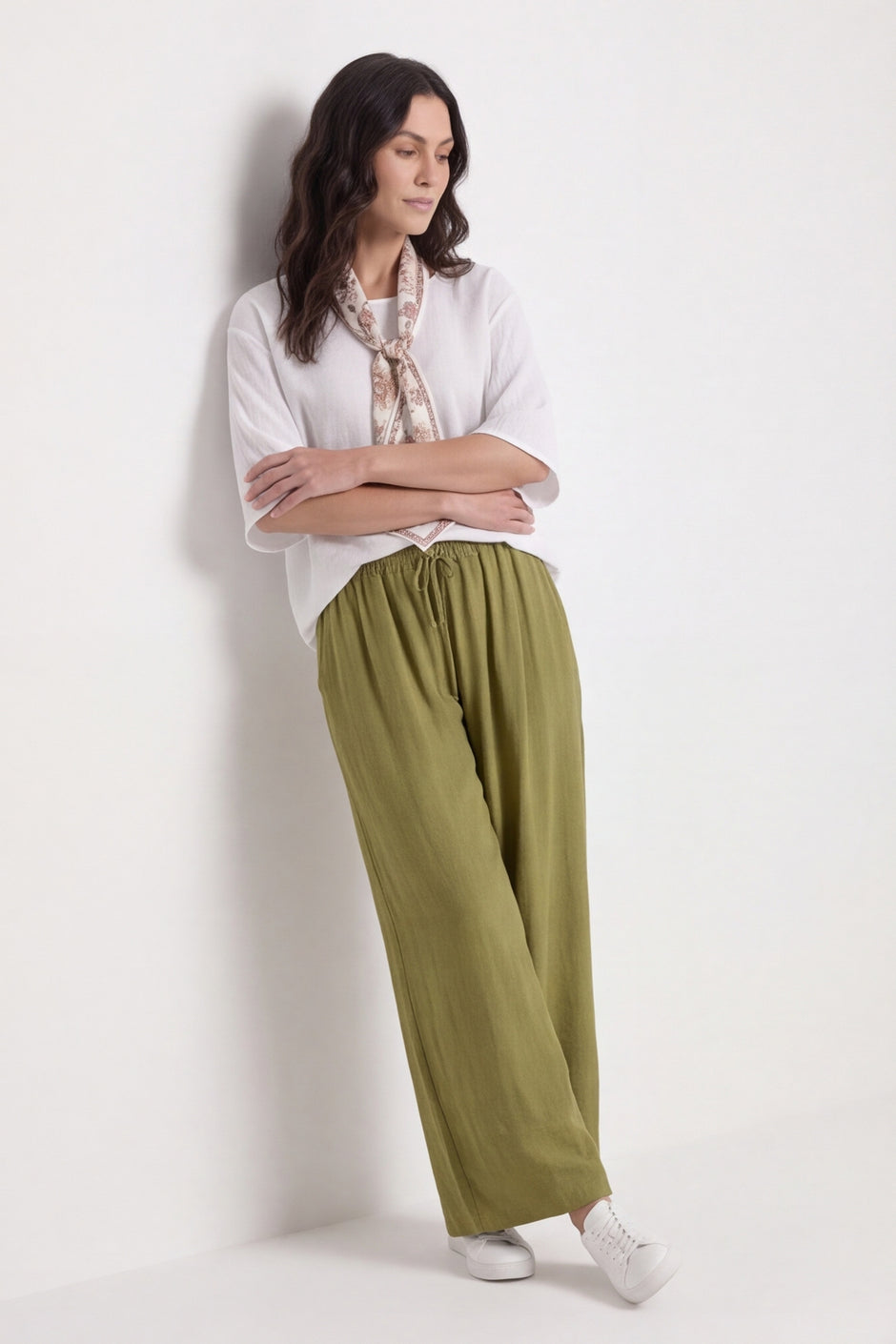 Athena Wide Leg Trousers Khaki – image 1 of 6