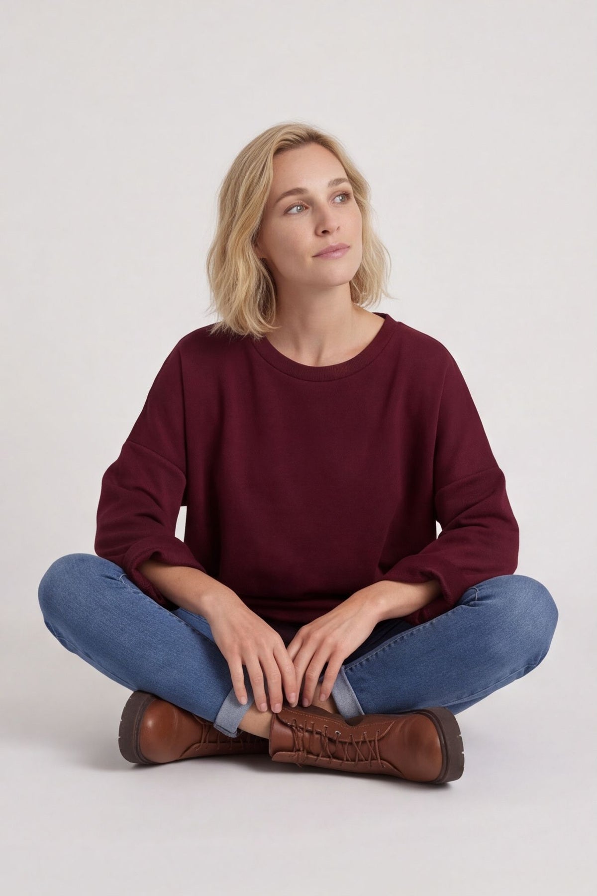 Lynne Zip Dipped Hem Top Wine – image 1 of 6