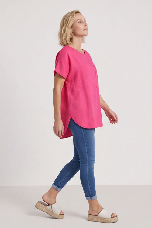 Folkestone Pocket Linen Top Fuchsia – image 1 of 6