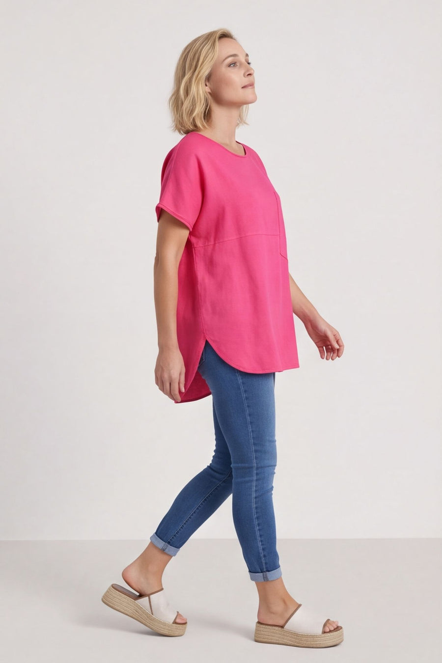 Folkestone Pocket Linen Top Fuchsia – image 1 of 6