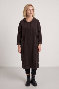 Devyn Hooded Needlecord Dress Cocoa – image 1 of 6