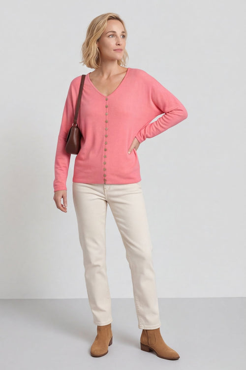 Blythe Button Detail Top Coral – image 1 of 6