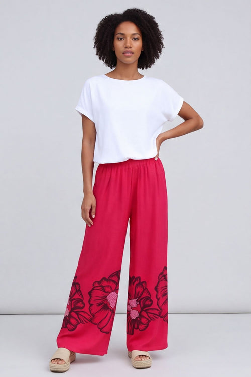 Aksana Flower Wide Leg Trousers Hot Pink – image 1 of 6