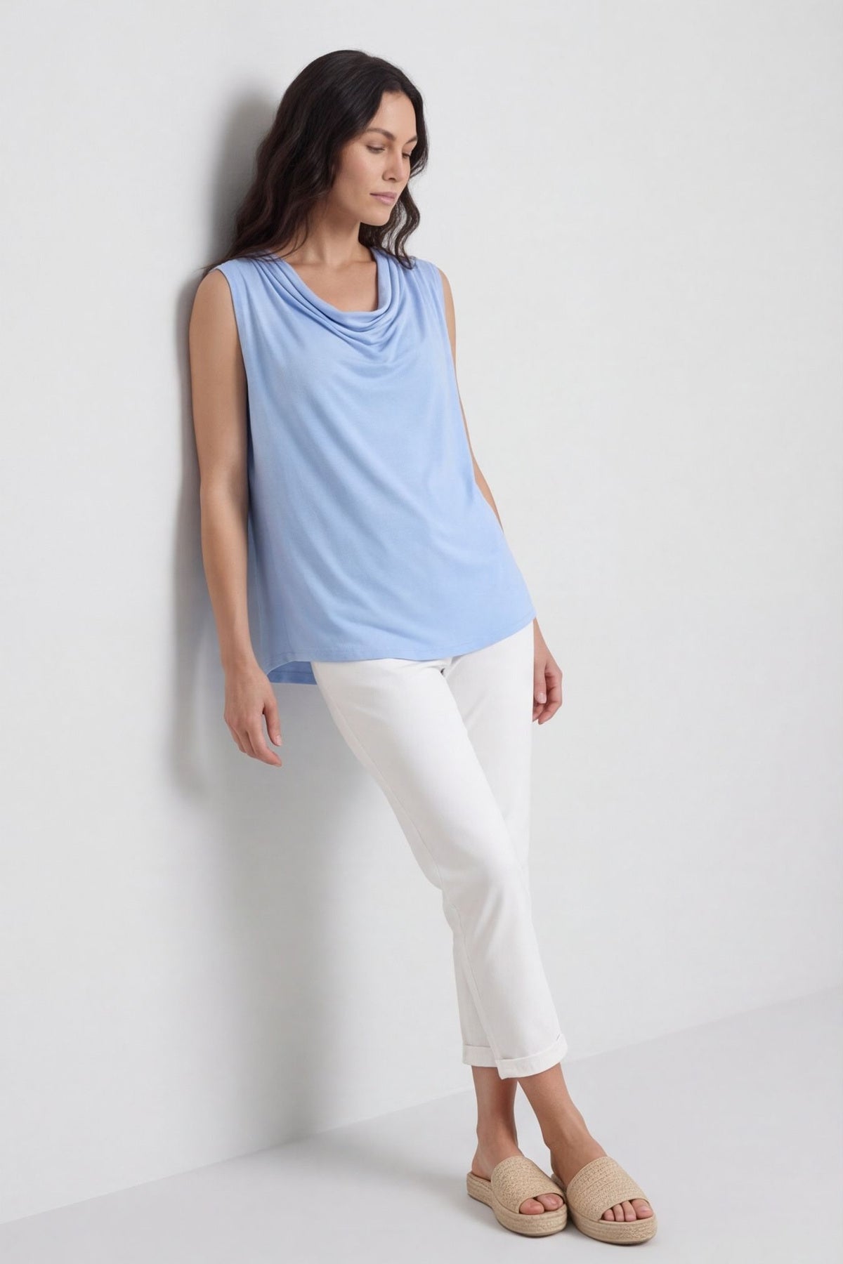 Antonina Cowl Neck Top Light Blue – image 1 of 6