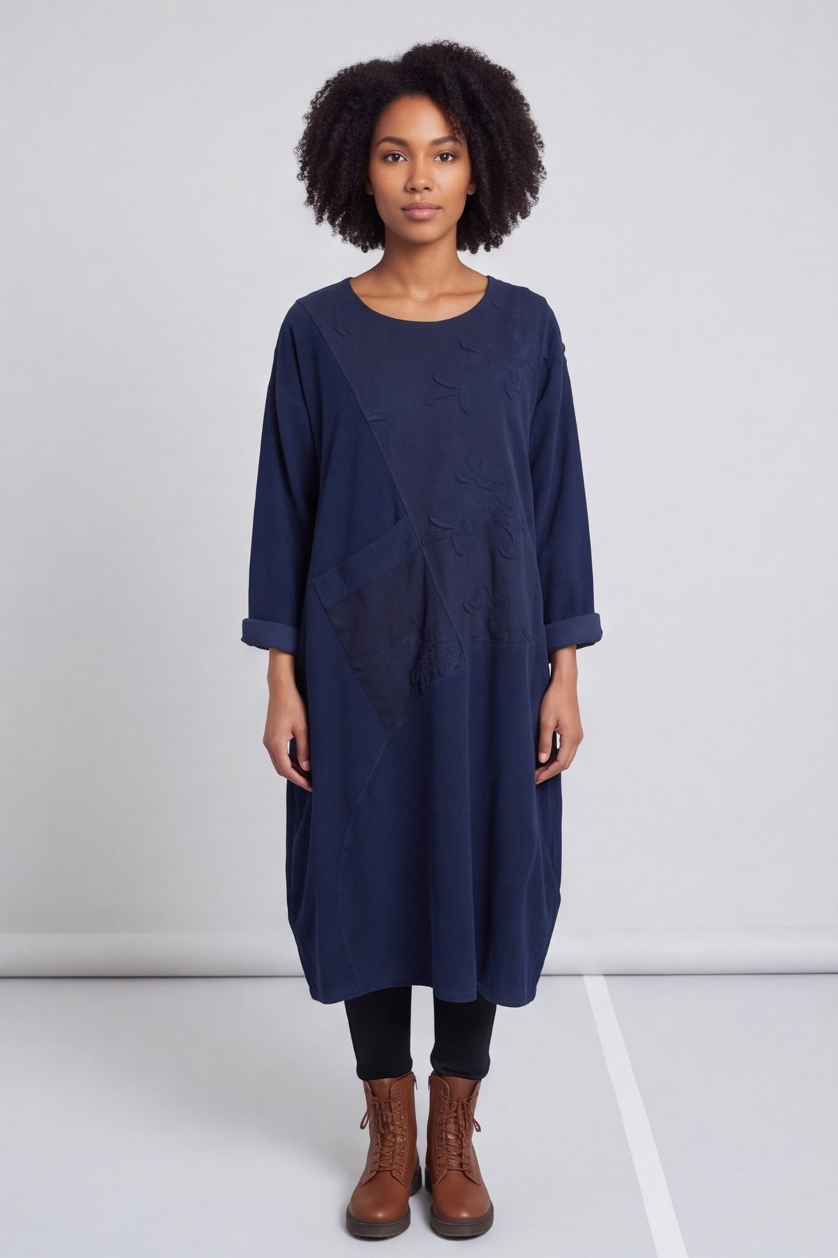 Laurie Needlecord Dress Navy – image 1 of 6