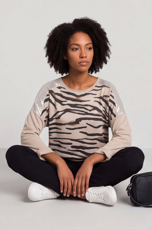 Estella Print Cotton Top Stone – image 1 of 6