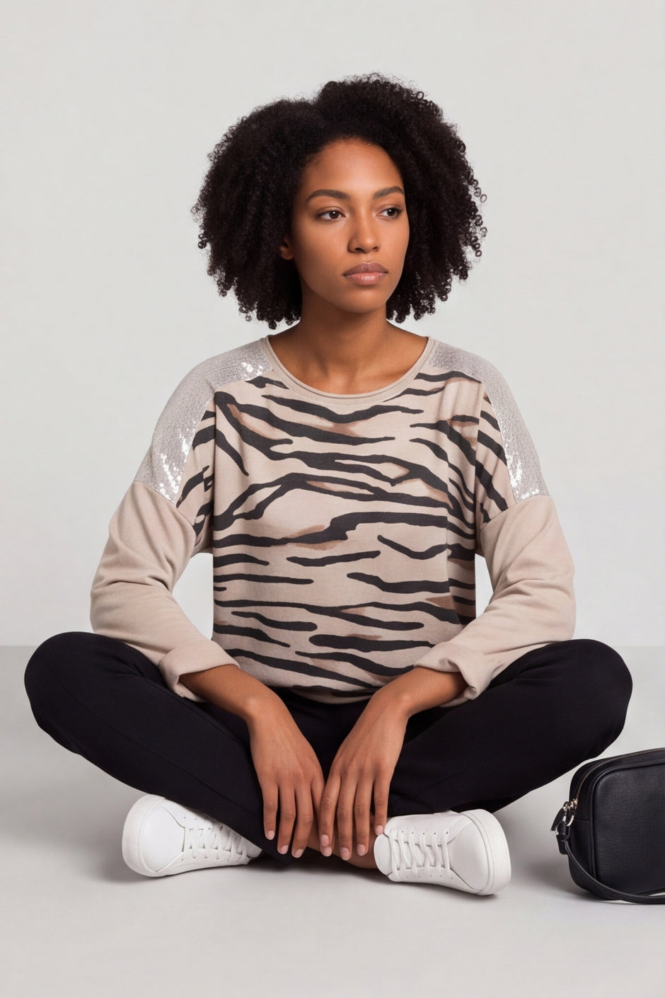 Estella Print Cotton Top Stone – image 1 of 6
