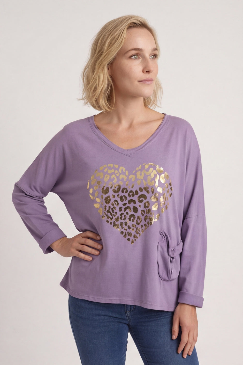 Cherie Heart Cotton Top Purple – image 1 of 5