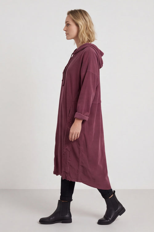 Devyn Hooded Needlecord Dress Plum – image 1 of 5