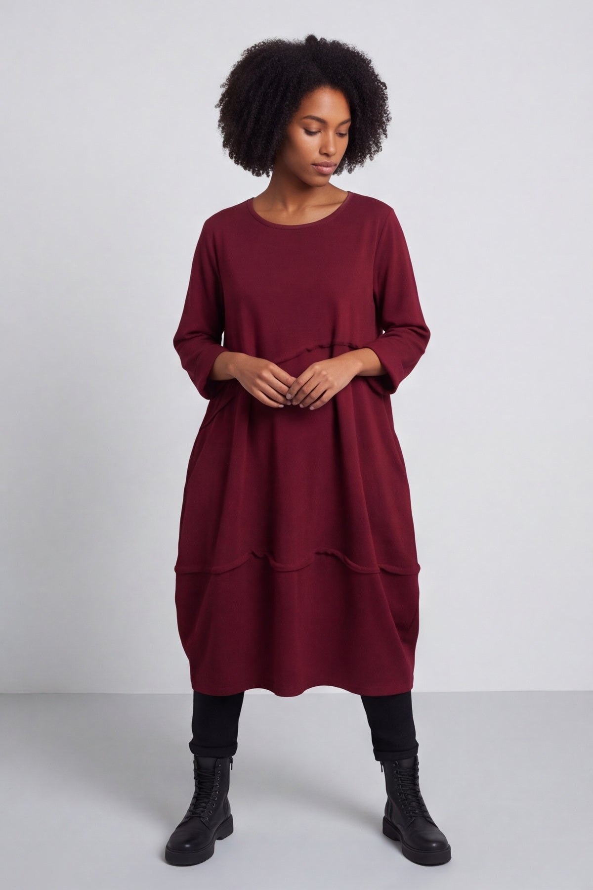 Minnie Seam Detail Cotton Tunic Wine – image 1 of 6