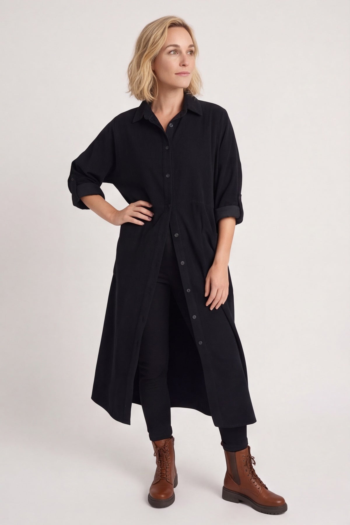 Lecia Needlecord Shirt Dress Black