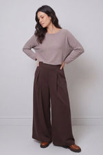 Trish Wide Leg Cotton Trousers Cocoa Cocoa - Trish Wide Leg Cotton Trousers Cocoa – image 1 of 4