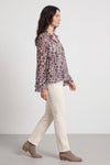 Edith Print Tie Front Top Cocoa – image 1 of 6