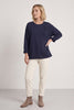 Kaila Flower Patch Cotton Top Navy – image 1 of 6