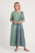 Rosa Stripe Linen Green Dress Sage Green - Rosa Stripe Linen Stripe – image 1 of 6
