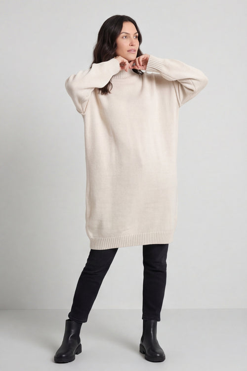 Bridie Polo Neck Knitted Tunic Stone – image 1 of 6