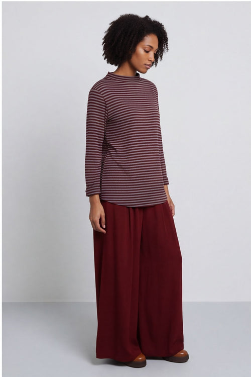 Lyssa Cowl Neck Stripe Top Marl Grey – image 1 of 6