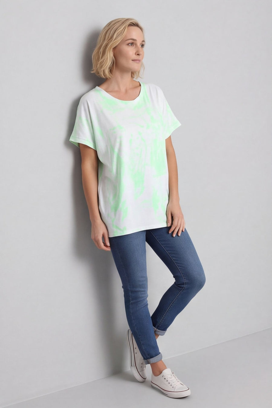 Alysia Tie Dye Cotton Top Green – image 1 of 6