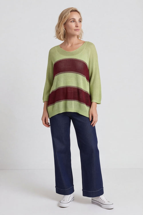 Davena Stripe Knit Top Green – image 1 of 6
