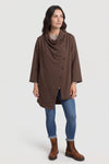 Damaris Asymmetric Button Cotton Top Cocoa – image 1 of 6