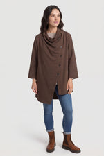 Damaris Asymmetric Button Cotton Top Cocoa Cocoa - Damaris Asymmetric Button Cotton Top Cocoa – image 1 of 6