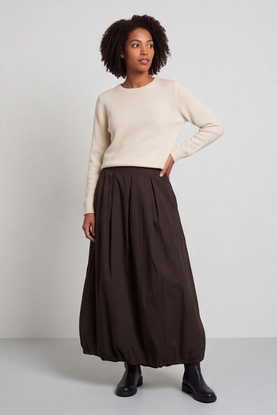 Wilfreda Puffball Cotton Skirt Cocoa – image 1 of 6