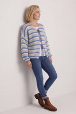 Merlyn Stripe Tie Knitted Cardigan Blue Blue - Merlyn Stripe Tie Knitted Cardigan Blue – image 1 of 6