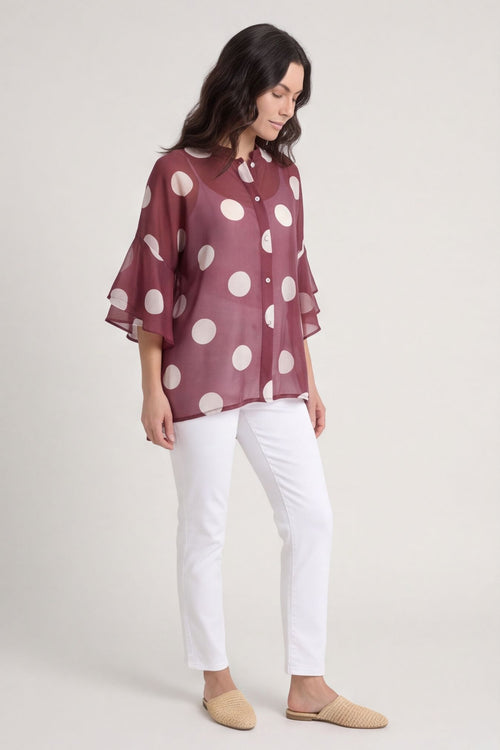 Cordelia Spot Print Shirt Wine – image 1 of 4