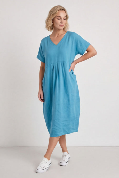 Fenella Linen Dress Blue – image 1 of 4