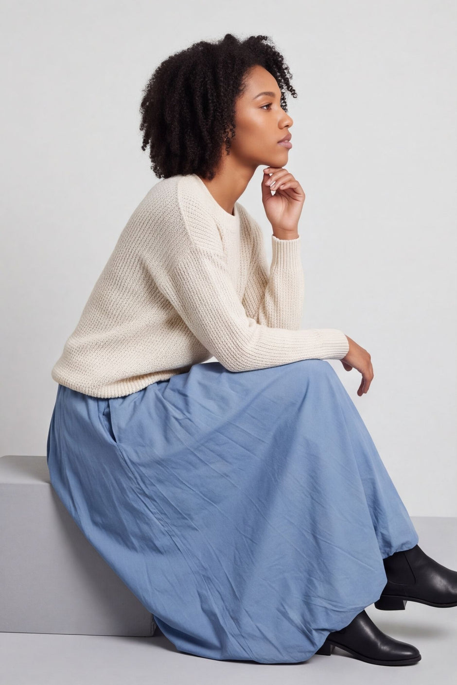 Wilfreda Puffball Cotton Skirt Blue – image 1 of 6